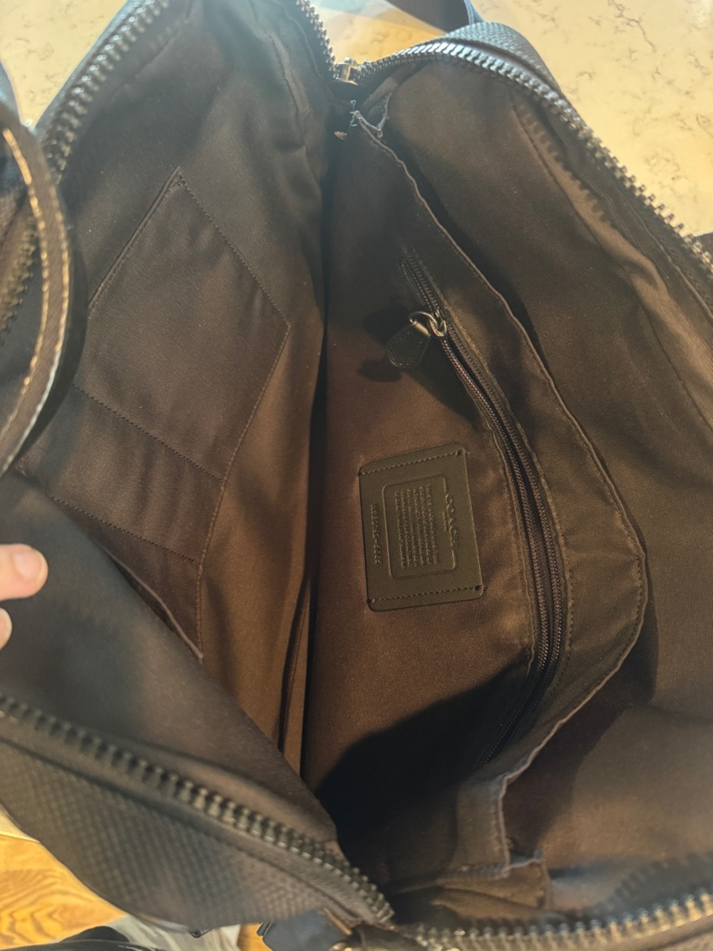 COACH Rider Brief In Signature Canvas Black Grey Multi Leather Dual-Pocket Bag - Picture 8 of 10